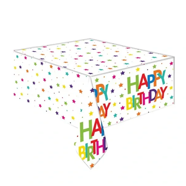 Yıldızlı Happy Birthday Masa Örtüsü (120x180 cm)