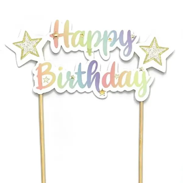 Yıldızlı Happy Birthday Pasta Süsü