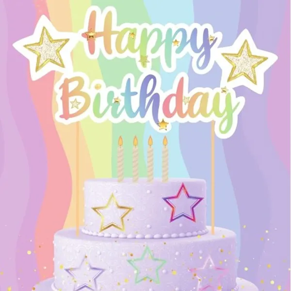 Yıldızlı Happy Birthday Pasta Süsü