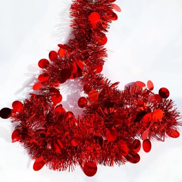 Yuvarlak Pullu Sim Süs Kırmızı 2 Metre