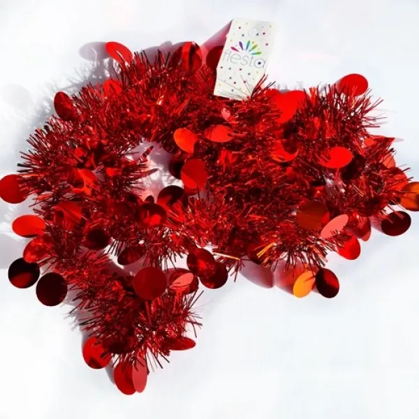 Yuvarlak Pullu Sim Süs Kırmızı 2 Metre