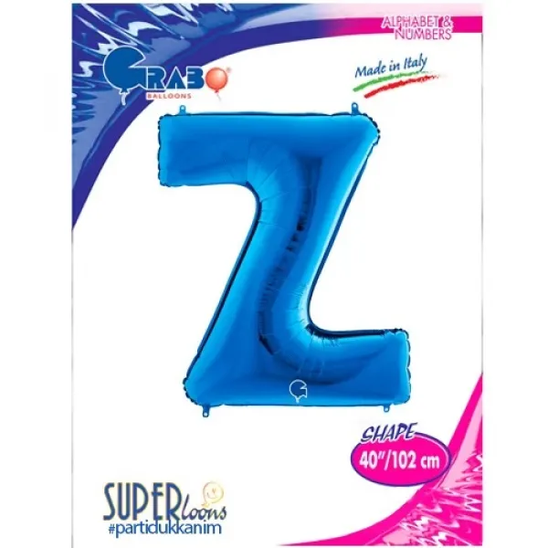 Z Harf Folyo Balon – Mavi – 100 cm (40 inch)