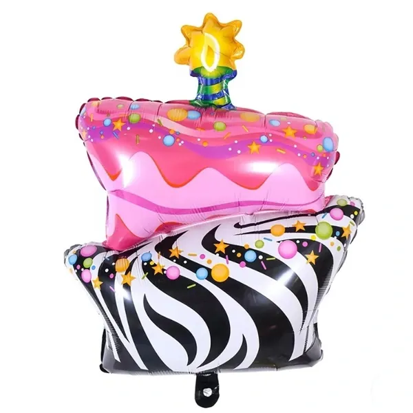 Zebra Çizgili İki Katlı Pasta Folyo Balon (55x80 cm)
