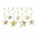 !TOPTAN! 3D Yıldız Asmalı Tavan Süsü Gold 10 Adet