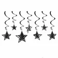 !TOPTAN! 3D Yıldız Asmalı Tavan Süsü Siyah 10 Adet