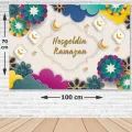 !TOPTAN! Hoş Geldin Ramazan Afiş Renkli Çiçekli 70*100 cm