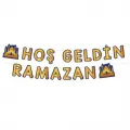 !TOPTAN! Hoş Geldin Ramazan Yazısı Gold Mavi 250 cm