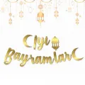 !TOPTAN! İyi Bayramlar Kaligrafi Banner Gold 210 cm