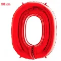 0 Rakam Folyo Balon – Kırmızı – 100 cm (40 inch)