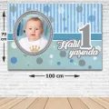 1 Yaş First Birtday Boy Kişiye Özel Doğum Günü Parti Afişi 70*100 cm
