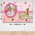 1 Yaş First Birtday Girl Kişiye Özel Parti Afişi 70*100 cm
