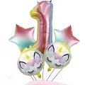 1 Yaş Unicorn Folyo Balon Seti (5 adet)