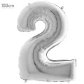2 Rakam Folyo Balon – Gümüş – (100 cm - 40 inch)
