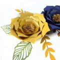 2li (Lacivert - Gold) Kağıt Çiçek Seti
