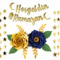 2li (Lacivert - Gold) Ramazan Kağıt Çiçek Seti