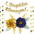 2li (Lacivert - Gold) Ramazan Kağıt Çiçek Seti
