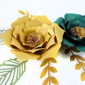 2li (Yeşil - Gold) Kağıt Çiçek Seti