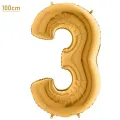3 Rakam Folyo Balon - Gold - 100 cm (40 inch)