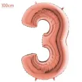3 Rakam Folyo Balon – Rose Gold – (100 cm - 40 inch)