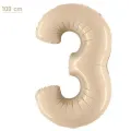 3 Rakam Folyo Balon - Saten Krem - 100 cm (40 inch)