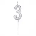 3 Rakam Mum Gümüş