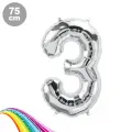 3 Sayı Folyo Balon Gümüş (75 cm)