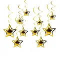 3D Yıldız Asmalı Tavan Süsü Gold 10 Adet