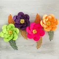 4lü Neon Kağıt Çiçek Seti (30 cm)