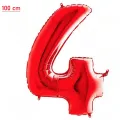 4 Rakam Folyo Balon – Kırmızı – 100 cm (40 inch)