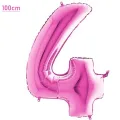 4 Rakam Folyo Balon - Pembe - 100 cm (40 inch)