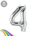4 Sayı Folyo Balon Gümüş (75 cm)