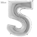 5 Rakam Folyo Balon – Gümüş – (100 cm - 40 inch)