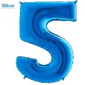 5 Rakam Folyo Balon - Mavi - 100 cm (40 inch)