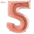 5 Rakam Folyo Balon – Rose Gold – (100 cm - 40 inch)