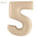 5 Rakam Folyo Balon - Saten Krem - 100 cm (40 inch)