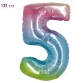 5 Sayı Folyo Balon – Gökkuşağı – 100 cm (40 inch)