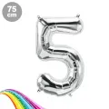 5 Sayı Folyo Balon Gümüş (75 cm)