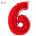 6 Rakam Folyo Balon – Kırmızı – 100 cm (40 inch)