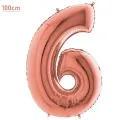 6 Rakam Folyo Balon – Rose Gold – (100 cm - 40 inch)