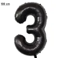 3 Rakam Folyo Balon – Siyah – 100 cm (40 inch)