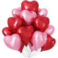 Kırmızı Pembe Kalpli Folyo Balon MAĞAZADAN (20 Adet)