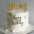Gold Metalik Yıldızlı Pasta Mumu 8 Adet