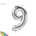 9 Sayı Folyo Balon Gümüş (80 cm)