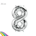 8 Sayı Folyo Balon Gümüş (80 cm)