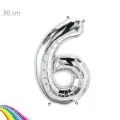 6 Sayı Folyo Balon Gümüş (80 cm)