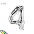 4 Sayı Folyo Balon Gümüş (80 cm)