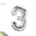 3 Sayı Folyo Balon Gümüş (80 cm)