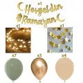Hoş Geldin Ramazan Yeşil Gold Dekor Seti ışıklı