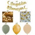 Hoş Geldin Ramazan Yeşil Gold Dekor Seti ışıklı
