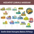 Mezuniyet Konuşma Balonu Çubuklu Aksesuar Seti (19 adet)